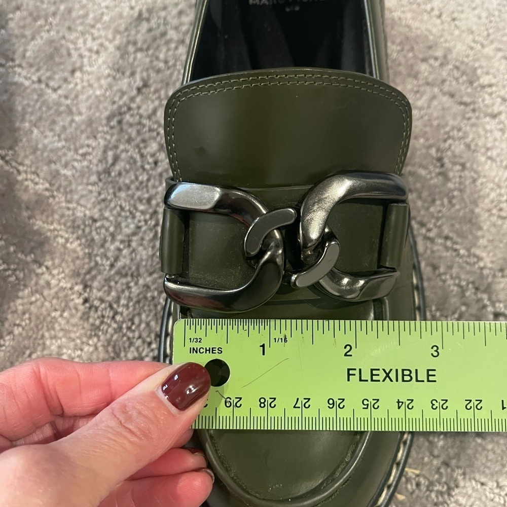 Marc Fisher Trisca Loafers, Olive Green, Leather, Metal Accent, Lug Sole, Sz. 6M - Picture 13 of 15